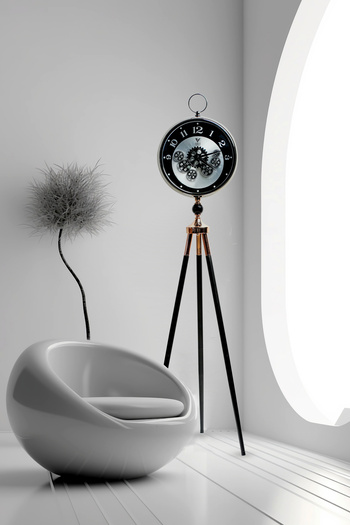 VOGUE VENUE Premium Vintage Tripod Foot Clock Adjustable Wooden Stand Antique Style Decorative Standing Clock