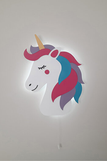 Piccolandia Bebek ve Çocuk Odası Ahşap Unicorn Gece Lambası Amber