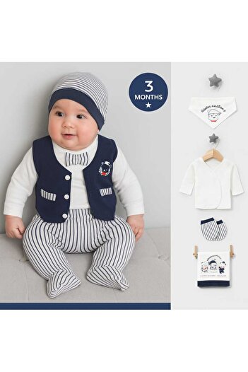 MİLAYS LİFE HOME COLLECTİON Organic My Little Bear Embroidered 10-Piece Hospital Release Zibin Set for Babies 0-3 Months