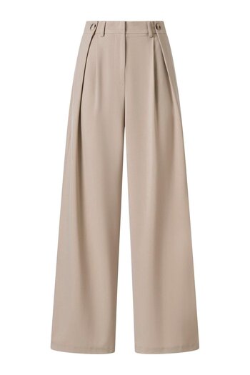 FACETTE Button Detail High Waist Palazzo Pants Beige