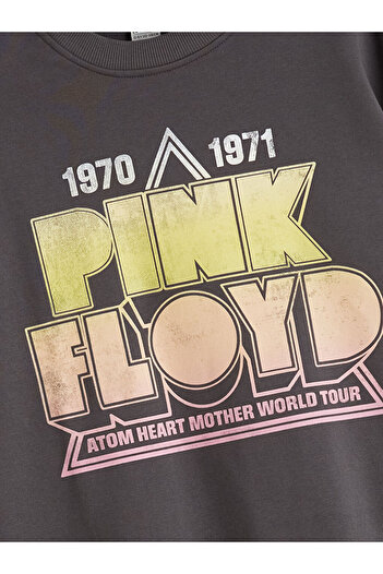 LC Waikiki Crew Neck Pink Floyd Printed Girls' Sweatshirt