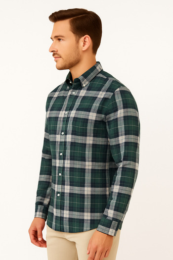 ModaPlaza Classic Checkered Melange Long Sleeve Shirt Pier Chuvin