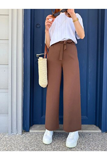 Mon Astre Tie Waist Wide Leg Trousers
