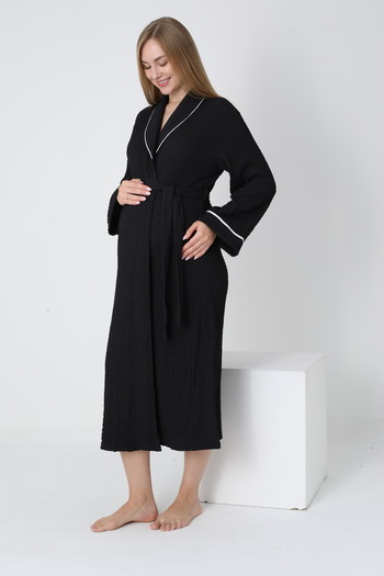 Miss Dünya Lissa Knitted Fabric Shirt Collar Waist Belted Saabhlık