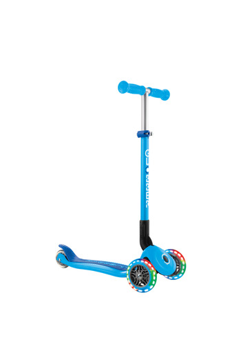 Globber Primo Foldable Adjustable Kids Scooter with LED Lights – 3 Wheel Kick Scooter – Sky Blue