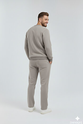 OXVİN Σετ φόρμας oversize με ίσιο πόδι, με λαιμόκοψη τριπλής κορδέλας, μαλακό εσωτερικό βαμβακερό