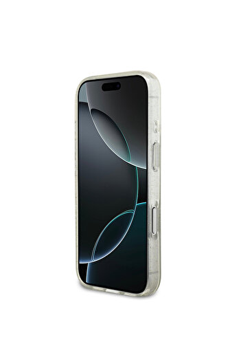 Guess Clear iPhone 17 Pro case with a rosary pendant. A sturdy, shock-resistant iPhone 17 Pro case that supports MagSafe wireless charging.
