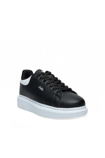 Volis Black-White Thick Sole Casual Lace-Up Men's Sneaker Shoes
