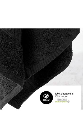 OEM Set of 2 Bath Towels, Cotton, Black, 70 x 140 cm