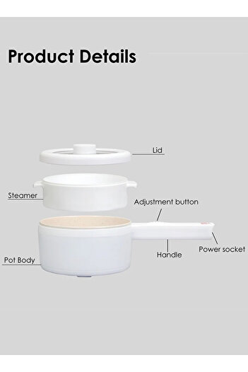 Eworld 2L Electric Mini Hot Pot with Steamer, Adjustable Temperature & Overheat Protection