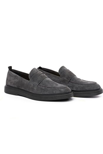 Greyder 18493 Füme Hakiki Deri Erkek Loafer Ayakkabı