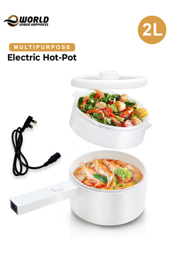 Eworld 2L Electric Mini Hot Pot with Steamer, Adjustable Temperature & Overheat Protection