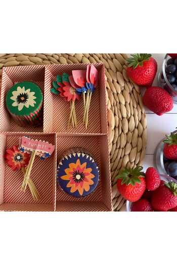 ÇEÇEN HOME Colorful Cupcake Set,Flower Toothpick - Muffin Capsule, Paper Cake Mold, Party Pack, 24 Pieces