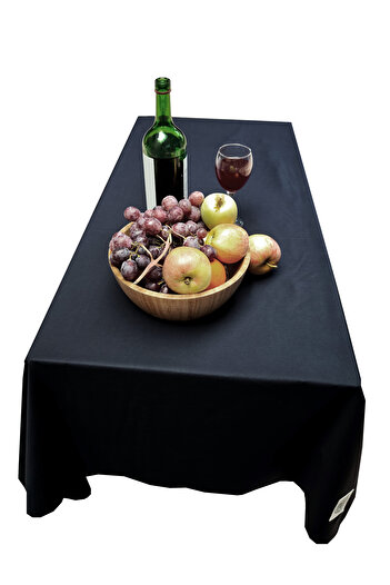 Exve Exclusive Black Plain Happy Cotton Woven Eco-Friendly Camping Caravan Tablecloth 150 cm