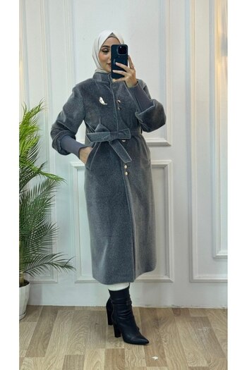 Tebrikler tekstil Women's Winter Stylish Midi Coat Model G3449