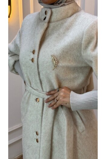 Tebrikler tekstil Women's Winter Stylish Midi Coat Model G3449