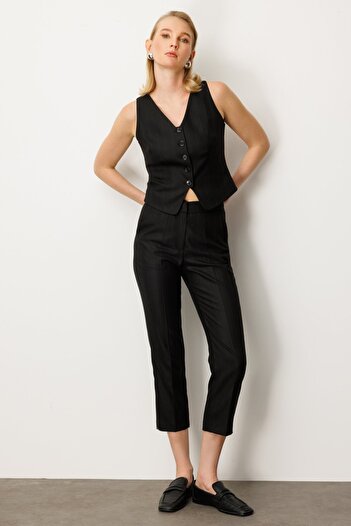Ekol Straight Cut Striped Trousers 5125-26K Black