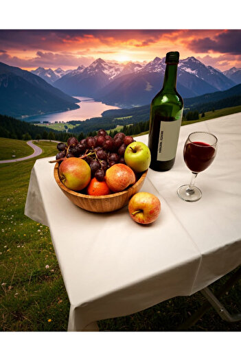 Exve Exclusive Beige Plain Happy Cotton Woven Eco-Friendly Camping Caravan Tablecloth 150 cm