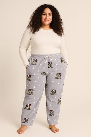 Pemilo Women's Plus Size 401 Pocket Fleece Single Bottom Gray
