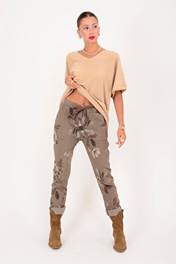Park Moda 21989 Flower Pattern Gabardine Pants