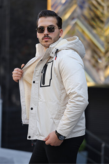FASİON Water and Windproof Hood Detachable Winter Men's Coat