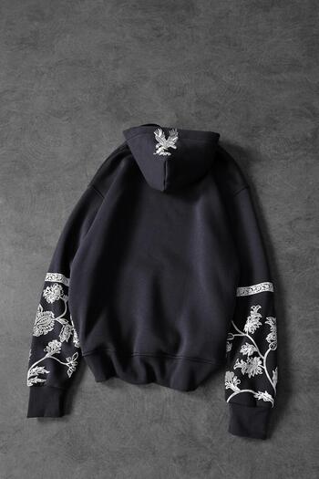 Slatra Men's Smoked Eagle Printed Oversize Hooded Sweatshirt