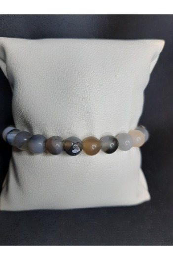 MRYart Gray Tone Mixed Color Agate Stone Simple and Stylish Bracelet Unisex