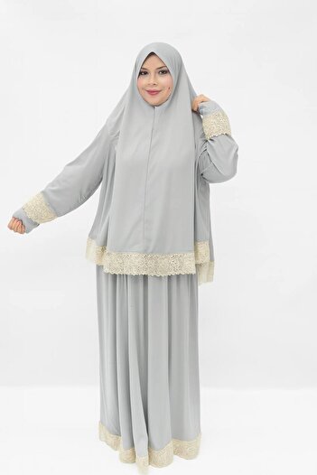 ALDAİR Double Piece Women's Hijab Embroidered Prayer Dress Anti-Sweat Prayer Clothing