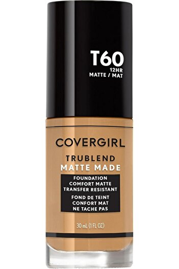 covergirl TruBlend Matte Made Liquid Foundation, T60 Warm Sun, 1 fl oz – Full Coverage, Oil-Free