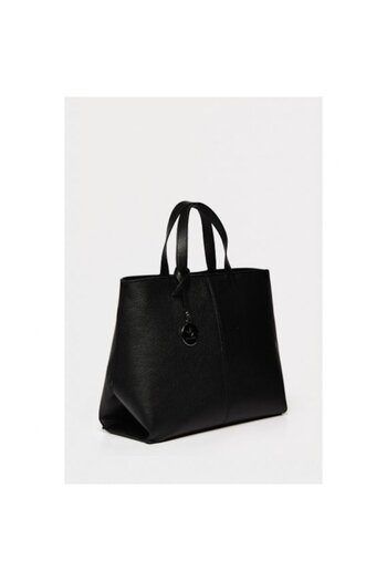 ANNA FELLINI Leather Handbag, ANNA FELLINI, Ana medium basket, black, 35x13x28 cm