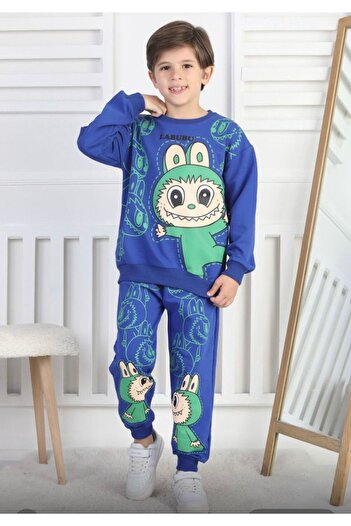 Görkem bebe ayakkabı ve tekstil Boy's Labubu Patterned Top and Bottom Set