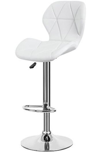 AWF AL WADI FURNITURE Oriy Single Diamond Style Adjustable Large Bar stool Bar chair Kitchen chair White