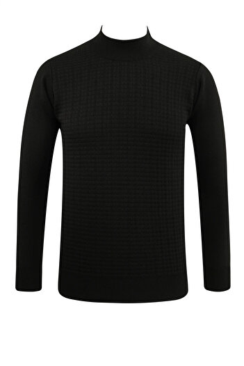 Çizgi Triko Men's Half Fisherman Sweater Patterned Steel Knitting Classic Mold
