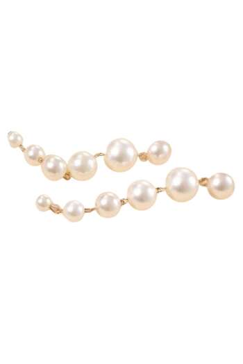 SYGGY Long Earrings, With Faux Pearls, White