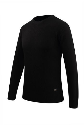 Çizgi Triko Men's Crew Neck Sweater Knitwear Honeycomb Knit Solid Color Classic Fit