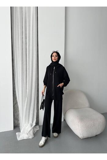 XORVİO Women's Modal Sport Set Oversize Hooded Tunic Set Soft Comfortable Hooded