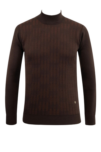Çizgi Triko Men's Half Fisherman Sweater Patterned Steel Knitting Classic Mold