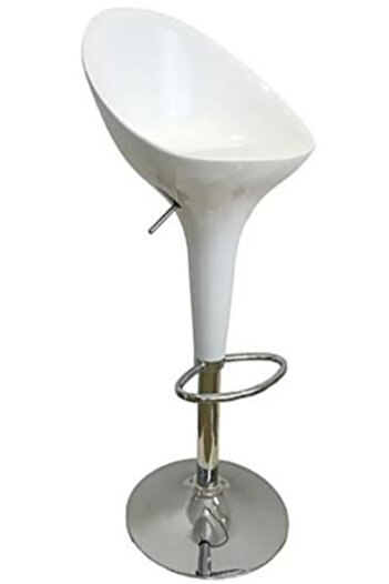 AWF AL WADI FURNITURE Sivy Single Gloss Adjustable Height Round Swivel Scoop Bar Chairs Bar stools High Back White