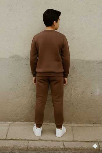 DUBLİNO KİDS Boys' Three-Ply Winter Set with Inner Layer, Long Sleeve Sweatshirt and Elasticated Legs Pants