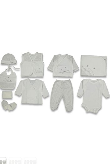 Cherub Baby Striped Bear Head Baby Boy Newborn 10 Piece Hospital Release Bodysuit Set