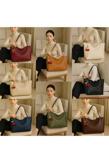 ESTUTE Luxury Cherry Charm Shoulder Bag – Elegance and Large Capacity in One
