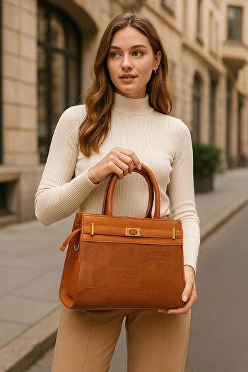 Generic Stylish Ladies Handbag – Gold Buckle, PU Leather
