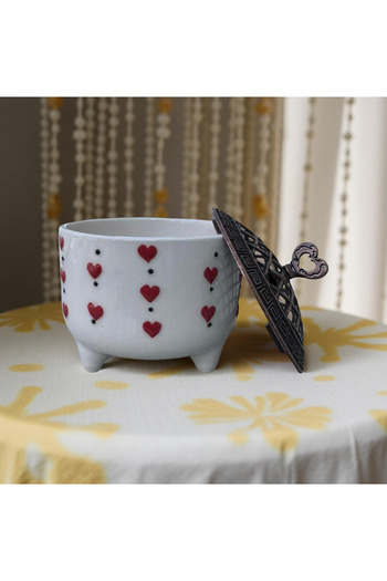 Çiporcal Antique Red Heart Sugar Bowl