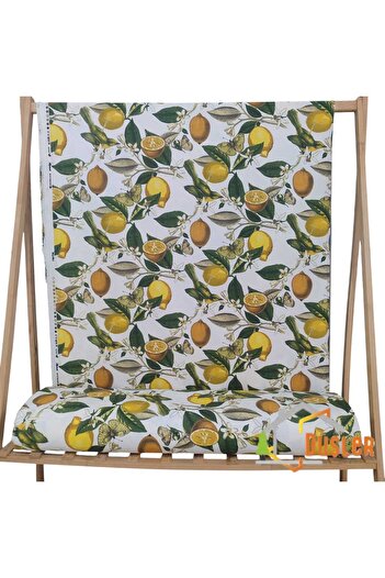 DÜŞLER EV TEKSTİLİ Lemon and Lemon Blossom Patterned Water and Stain Repellent Panama Linen Duck Fabric Cloth 100X180