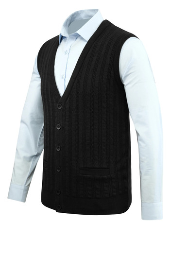 Çizgi Triko Men's Buttoned Vest with Pockets Patterned Steel Knit Classic Fit - 5203L