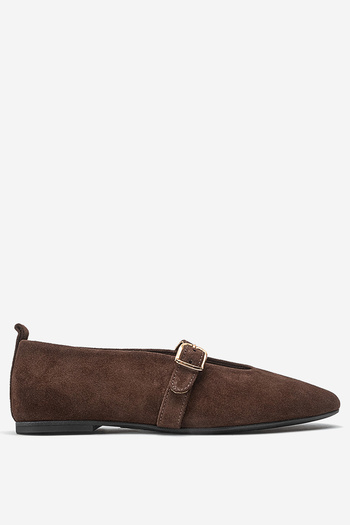 Dericlub Women's Single Strap Ballet Flats Real Leather Rg 8033 Bitter