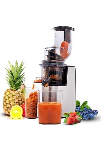 Generic Geepas Gsj44019Uk 200W Masticating Slow Juicer Machine Cold Press Juicer, 80 mm Big Wide Mouth, Crea