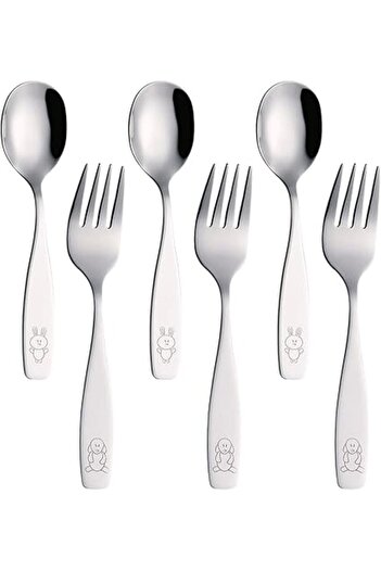 Generic Exzact Children'S Cutlery Stainless Steel 6Pcs/ Kids Fork And Spoon Set/Toddler Utensils/Flatware -