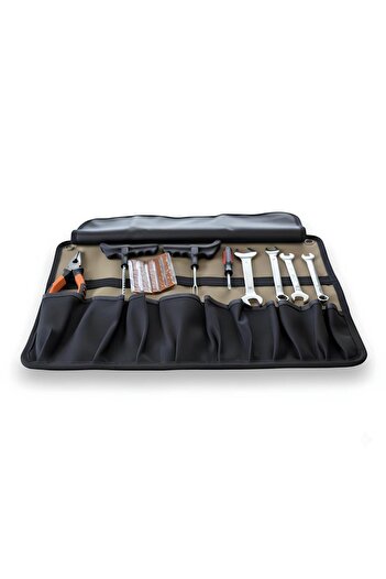 Generic Roadside Emergency Tire Repair Kit All-in-One Portable Tool Roll Bag for Car, Truck & Motorcycle