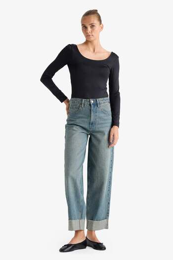 DeFacto Square Neck Long Sleeve Snap Body G1403Ax25Au